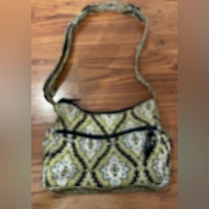 Vera Bradley shoulder bag retired "Cambridge" green blue quilted